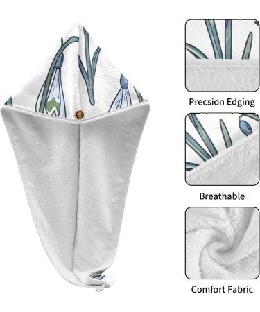 Snowdrops Flowers Hair Towel 2 Pack - Super Absorbent Quick Dry Hair Turbans for Women & Girls | Perfect Hair Drying Solution - Buy Online on GoSupps.com