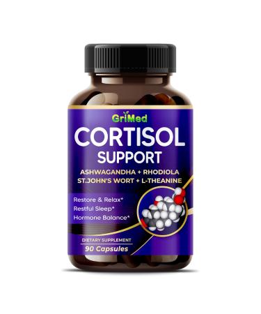 GriMed Ashwagandha Rhodiola 14 150mg - x 10 Power with St.John's Wort L-Theanine - Restore & Relax Restful Sleep (90 Count (Pack of 1))