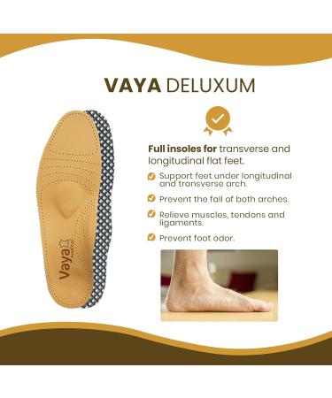 Vaya Deluxum Orthopedic Insoles for Flat Feet & Fallen Arches - Size 46 Ideal for Supination & Heel Support - Buy Online on GoSupps.com