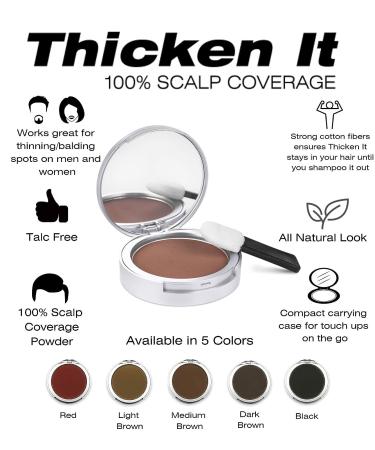 Thicken It 100% Scalp Coverage Hair Powder in Medium Brown - Talc-Free Hair Loss Concealer for Men and Women - Water Resistant .32 oz. - Naturally Thicker Than Fibers & Sprays - Buy Online on GoSupps.com