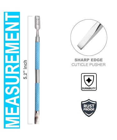 Krisp Beauty Dual Sided Cuticle Pusher - Surgical Grade Stainless Steel Manicure/Pedicure Tool Set for Nail Care - Blue - Buy Online on GoSupps.com