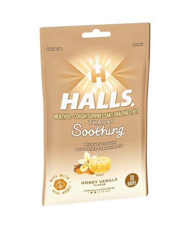 HALLS Throat Soothing Honey Vanilla Cough Drops 30 Drops - Fast Relief - Buy Online on GoSupps.com