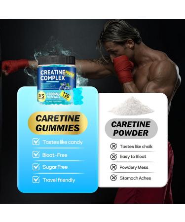 Creatine Monohydrate Gummies 6500mg per Serving for Men & Women - 120 Gummies X5 Strength Sugar Free Chewable Creatine for Muscle Builder Muscle Strength Pre-Workout Supplement (Blueberry) - Buy Online on GoSupps.com