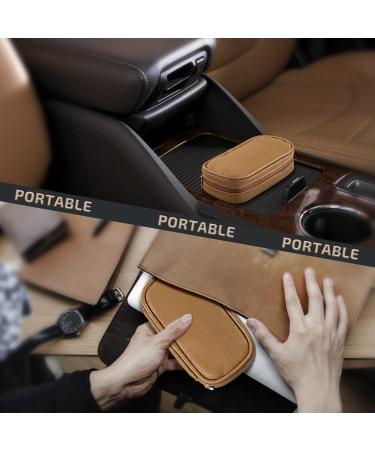 ADEri Men's PU Leather 7 Day Pill Organizer Bag - Lightproof Portable Case for Vitamins, Medications, Supplements - Brown - Buy Online on GoSupps.com