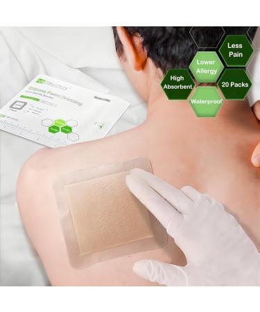 Buy Silicone Foam Dressing 4x4 (20 Pack) - High Absorbency Waterproof Wound Bandage for Bed Sores & Leg Ulcers - Buy Online on GoSupps.com