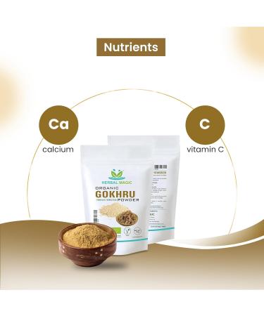 Organic Terrestris/Gokhru Powder 200g - Ayurvedic Herb, UK Organic Certified - Free from Fillers & Preservatives - Buy Online on GoSupps.com