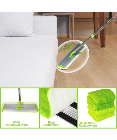 Premium Microfiber Floor Mop with Stainless Steel Handle - 4 Reusable Washable Pads | Ideal for Hardwood, Laminate, Tile Floors - Buy Online on GoSupps.com