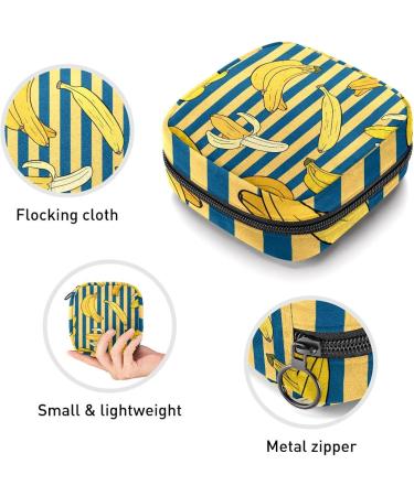 Women's Bonds Storage Pockets Stillpad Holder - Summer Fruit Banana Yellow Marine Striped Portable Period Kit Bag for Women & Girls - Buy Online on GoSupps.com