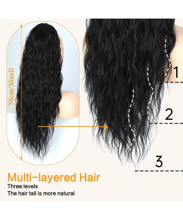 Shop Black Long Horse Tail Extensions - Natural Afro Braid Ponytail Hair Extensions for Women | 75cm Wrapped Hair - Buy Online on GoSupps.com