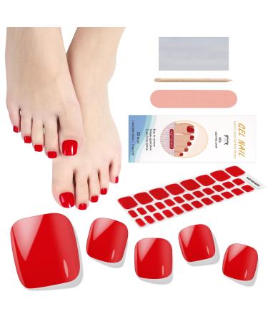 EBANKU 32 PCS Semi Cured Gel Nail Strips Gel Toeail Strips Full Wraps Adhesive Gel Toenail Stickers with Nail File and Stick(UV/LED Lamp Required)-8 # 8