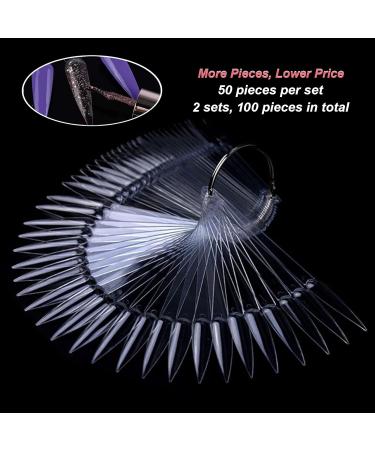 100pcs Clear Stiletto Nail Swatches - Transparent Nail Art Practice Tips Display Board (Pack of 1) - Buy Online on GoSupps.com