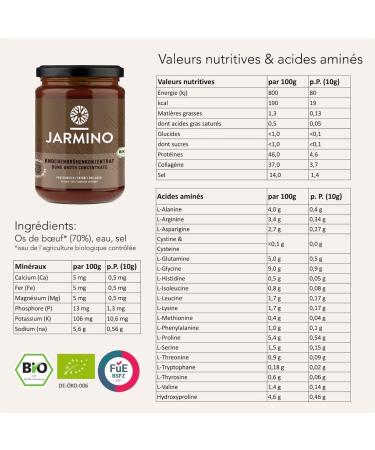 Bone Broth - JARMINO - Organic Beef Bone Broth Concentrate - Made in Germany - 220g (22 servings) - Rich in Organic Collagen - Buy Online on GoSupps.com