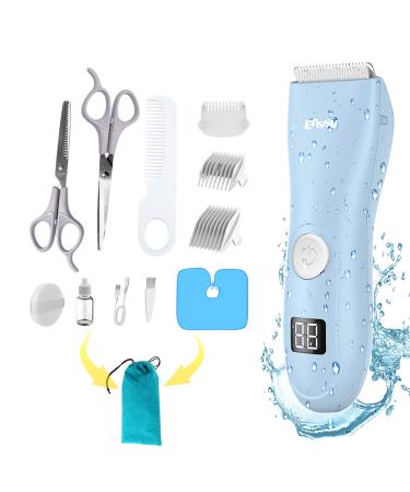 OPENBEAUTY Baby Hair Clippers Low Noise Hair Trimmer for Kids Waterproof USB Rechargeable Cordless Haircut Kit with LCD Display Blue