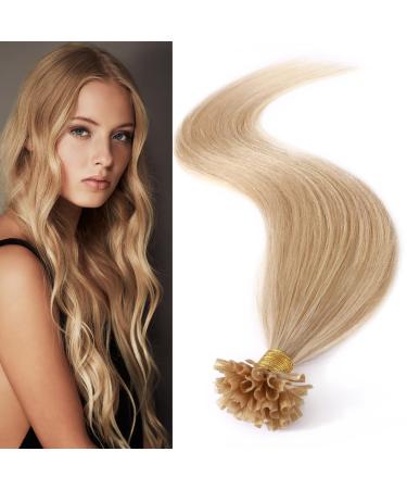 Prebonded U Tip Hair Extensions 50S Keratin Nail Tip Real Remy Human Hair (22"-50g #24 Natural Blonde)