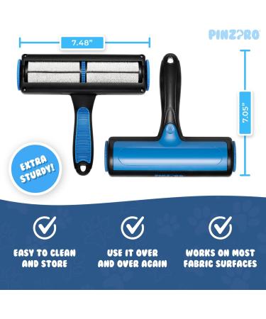 PinzPro Pet Hair Remover Roller Set with Bonus Detailing Brush - Non-Slip Handle - Chom Chom Lint Roller for Couch, Bed, Car Seat, Carpet - Buy Online on GoSupps.com
