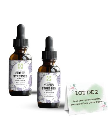 Lot of 2 Mixture of floral elixirs "Stressed dog" Quickly comfort your dog. This is a natural anti-stress for his daily life (30ML)