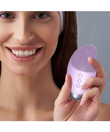 Cleansing Facial Brush | Soft Silicone Electric Exfoliator Rechargeable Waterproof Vibrating Simple Skin Care Tools for Deep Cleansing Exfoliation & Enhances Absorption Purple (English) - Buy Online on GoSupps.com