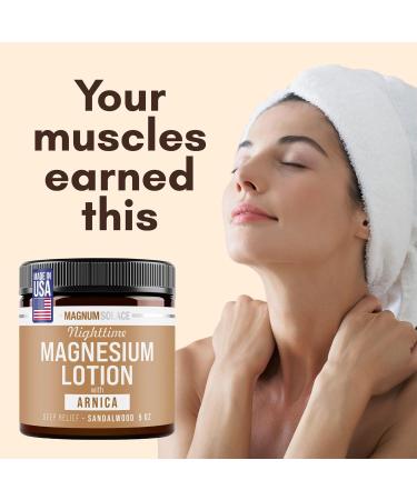 Magnum Solace Nighttime Magnesium Lotion with Arnica Soothing Relief & Relaxation Highly Concentrated Magnesium for Muscles & Joints Apply to Legs or Feet Before Bed Skin-Friendly - Buy Online on GoSupps.com