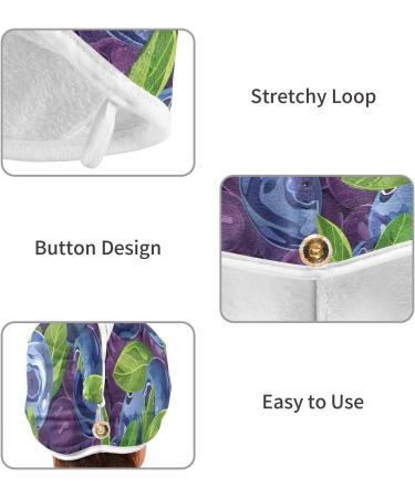 Buy Super Absorbent Blueberries Hair Towels 2 Pack - Quick Dry Hair Turbans for Women & Girls - Buy Online on GoSupps.com