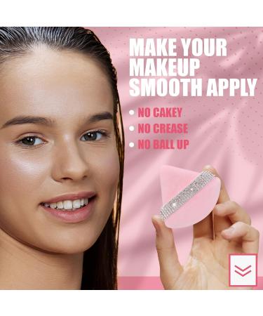 Giesiery 3 Pieces Powder Puff Set - Soft Triangle Velour Makeup Puffs for Loose & Mineral Powder Body Powder Wet Dry Blending - Perfect for Undereye - Peach Pink - Buy Online on GoSupps.com