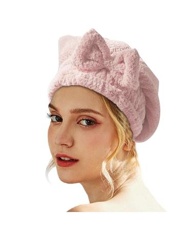 Xuanshengjia hair dryer towels - soft and absorbent fast drying hair care products with loop nodes |Towel hat for curly hair women anti-frizz hair accessories perfect pink color