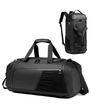 Gym Duffle Bag Waterproof Sports Duffel Bags Travel Weekender Bag for Men Women Overnight Bag with Shoes Compartment Black