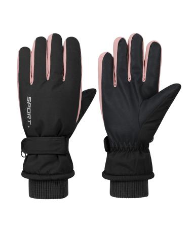Winter Ski Gloves for Women Waterproof Winter Gloves Touchscreen Snow Gloves One Size Black