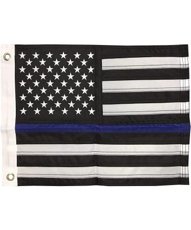 G Ganen 12x18 Inch Nylon Embroidered Police Officer Thin Blue Line Motorcycle Boat American USA Flag