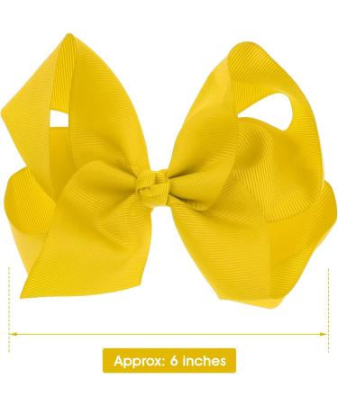 Sibba Ribbon Hair Bows Clips Barrettes - 2 Pcs 6 Inch Vintage Ponytail Holder Cheerleading Hairpin - Yellow Hairbows for Christmas, Valentine's Day, Easter - Girl's Styling Accessory - Buy Online on GoSupps.com