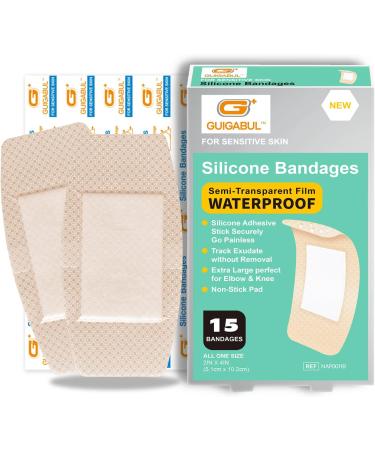 G+ GUIGABUL Silicone Adhesive Bandages 2''x4'' Extra Large 30 Counts - Gentle on Elderly Sensitive Skin - Painless Removal, Waterproof & Hypoallergenic - Buy Online on GoSupps.com