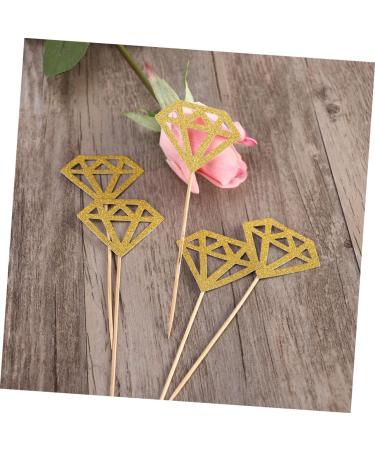 VICASKY 50pcs Gold Decor Appetizer Picks Birthday Cupcake Topper Gem Cupcake Topper Diamond Shaped Cupcake Picks Fruit Cake Diamond Cake Topper Decorations Wedding Flash Insert Card Baby Golden medium - Buy Online on GoSupps.com
