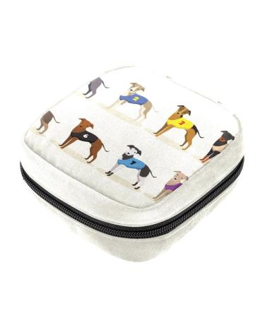 Menstrual Pad Bag Zipper Sanitary Napkin Bag Tampons Collect Bags for Women Girls (Racing Whippet Dog) Color 4