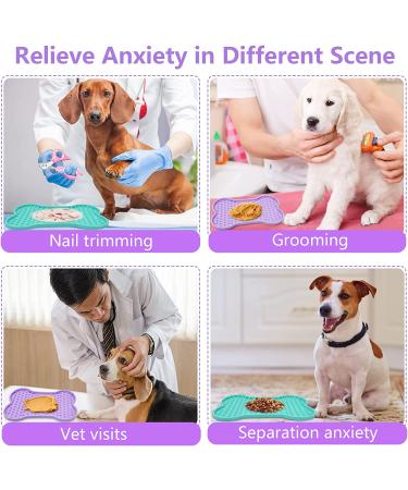 UPSKY Lick Mat 2 Pack for Dogs Cats - Slow Feeder & Anxiety Reducer - Bone-Shaped Treat Mat for Training - Ideal for Peanut Butter & Yogurt - Blue+Purple - Buy Online on GoSupps.com