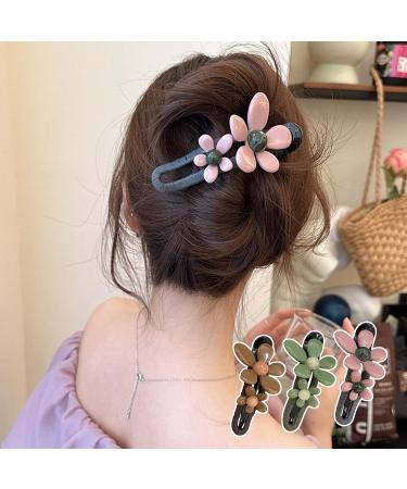Retro Flower Duckbill Straight Clips Retro Flower Hairpin and Straight Clip Elegant Flower Flat Strong Hold Matte Non-Slip Hair Clips for Thin Thick Hair (2Pcs Coffee) - Buy Online on GoSupps.com
