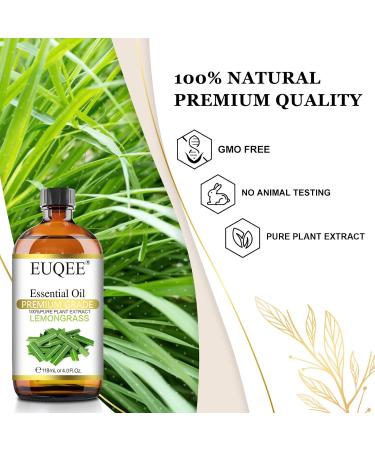 EUQEE Lemongrass Essential Oil 118ml - Pure Natural Aromatherapy Oil for Diffusers - Relaxing Home Humidifier Scent - Buy Online on GoSupps.com