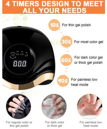 Buy Birshe Geln gel Lamp UV LED 168W - Professional Portable Nail Dryer with Timer & LCD Display | Luxury Black Gold for Gel Polish - Buy Online on GoSupps.com