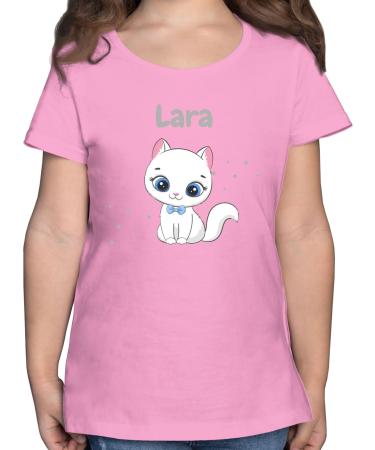 Gift with name personalized by Shirtracer - T-Shirt Girls - Cute Cat Cats Cat Motif Cat Cats 05 Pink 164