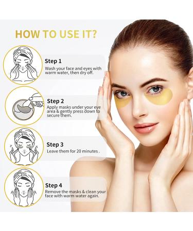 24K Gold Under Eye Patches - 30 Pairs for Dark Circles, Puffiness & Wrinkles - Collagen-Infused Eye Masks - Buy Online on GoSupps.com