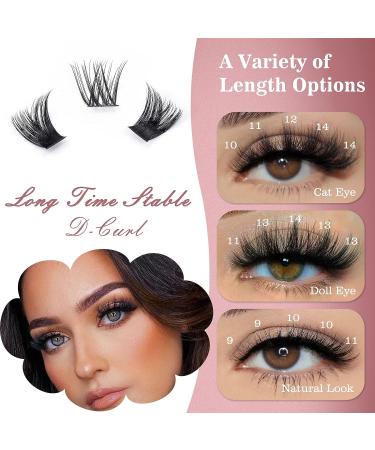Lash Clusters 156 Pcs D Curl Individual Eyelash Extensions 9-14mm - Reusable Soft & Comfortable Wispy Lashes - DIY at Home - Buy Online on GoSupps.com