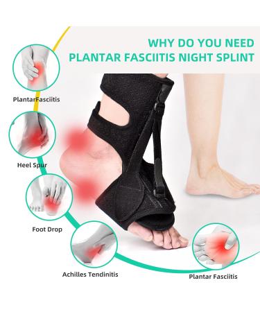 Vidaoheh Plantar Fasciitis Night Splint - 3 Adjustable Straps for Foot Pain Relief - Achilles Tendonitis Support - Black (2 Packs) - Buy Online on GoSupps.com