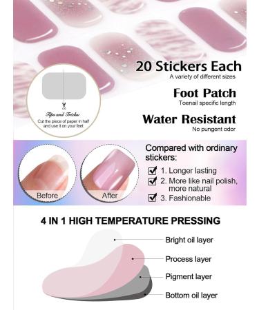 TOROKOM Semi Cured Gel Nail Strips - 20PCS Self-Adhesive Full Nail Wraps in Purple Aura | DIY Manicure Kit with Nail File & Wooden Stick - Buy Online on GoSupps.com