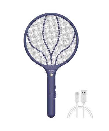 Endbug Rechargeable Fly Swatter Racket Handheld Bug Zapper with LED Light, USB Charging Electric Mosquito, Fly Insect Killer Indoor Outdoor (Navy Blue) 1 Blue