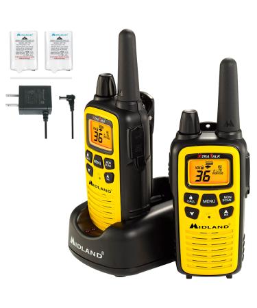 Midland - LXT630VP3, 36 Channel FRS Two-Way Radio - Up to 30 Mile Range Walkie Talkie, 121 Privacy Codes, & NOAA Weather Scan + Alert (Pair Pack) (Yellow/Black) Pair Pack - Yellow/Black