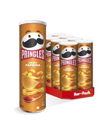 Pringles Sweet Paprika (8 x 185 g)-the irresistible snack classic in the practical can-crisp chips with pepper taste-pop.Play.Eat.185 g (8 Pack)