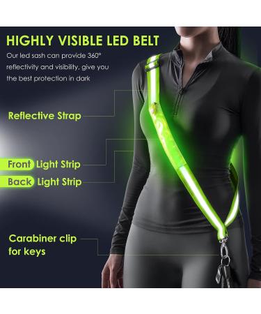 Todoxi LED Reflective Sash for Night Walking | High Visibility Adjustable Running Safety Gear | Rechargeable Green LED Belt for Runners & Walkers - Buy Online on GoSupps.com