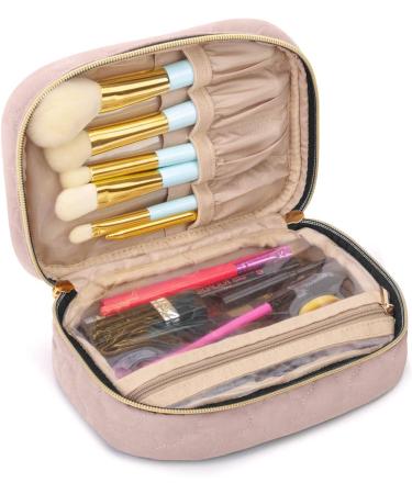 Yarwo Pink Makeup Bag Organizer | Cosmetic Brush Set Storage for Travel & Vacation | Stylish Makeup Accessories Holder - Buy Online on GoSupps.com