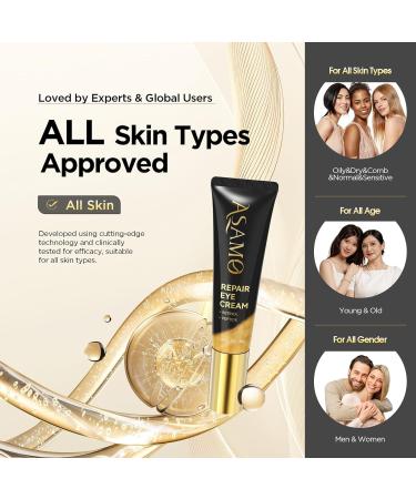 ASAMO Retinol Eye Cream Retinol and Peptides for Fine Lines Puffiness and Under-Eye Shadows Anti Aging Eye Care Daily Wrinkle Cream 1.06 fl.oz Noir Gilded - Buy Online on GoSupps.com