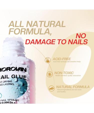 Morovan Nail Glue for Press Ons - 10ML Super Strong Brush-On Adhesive for Acrylic & Broken Nails | Long Lasting Professional Nail Bond - Buy Online on GoSupps.com