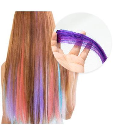 Buy Szxmdkh 15-Piece Colored Clip-In Hair Extensions | 53.3cm Rainbow Highlights | Heat-Resistant Synthetic Hair Accessories for Women Girls & Children - Buy Online on GoSupps.com