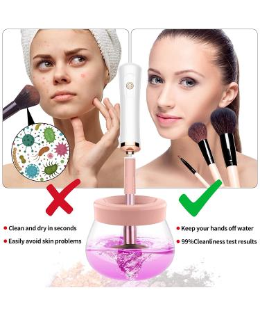 Fesmey Electric Makeup Brush Cleaner Spinner with 8 Size Collars - Fast & Automatic Makeup Brush Cleaning Machine (White) - Buy Online on GoSupps.com